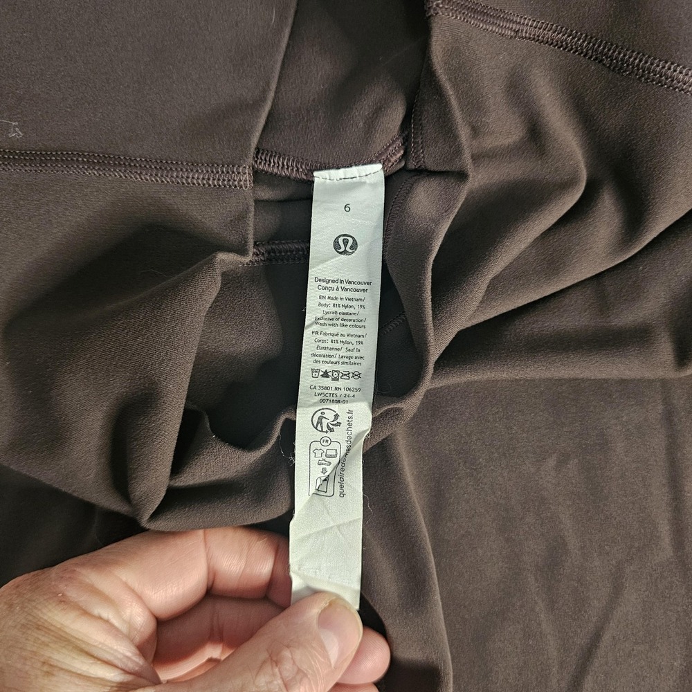 Lululemon Pants Womens 6 Brown High Rise Ankle Leggings Yoga Stretch Athletic - Picture 5 of 10